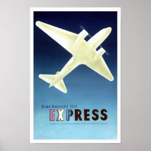 Póster Afiche de la época azul del Danubio Air Express de
