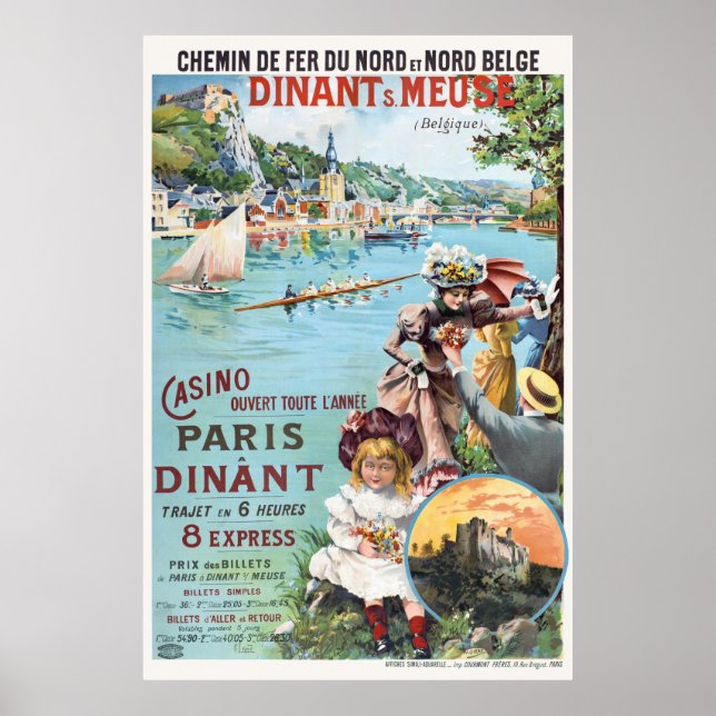 Póster Afiche de la época belga de Dinant Meuse (Frente)