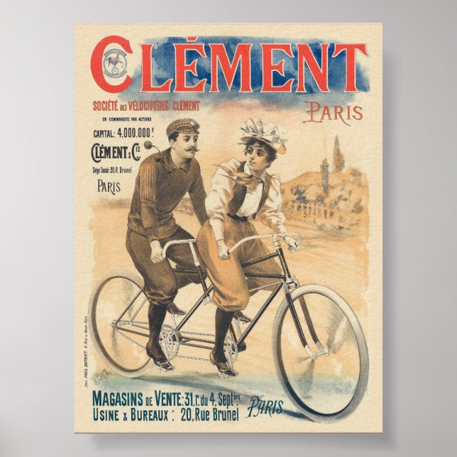 Póster Afiche de la época Clément Paris 1895 (Frente)