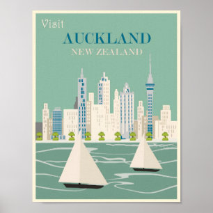 Póster Afiche de la época de Auckland