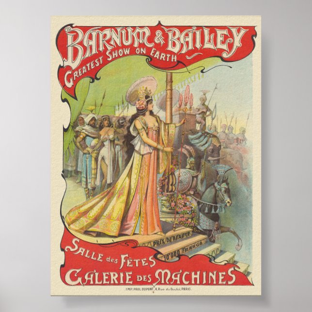 Póster Afiche de la época de Barnum & Bailey de 1901 (Frente)