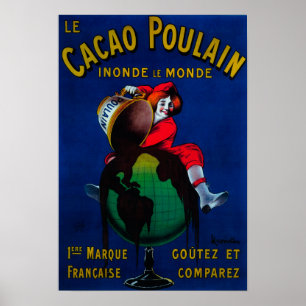 Póster Afiche de la época de Cacao Poulain