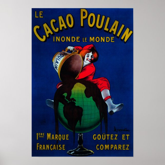 Póster Afiche de la época de Cacao Poulain (Frente)