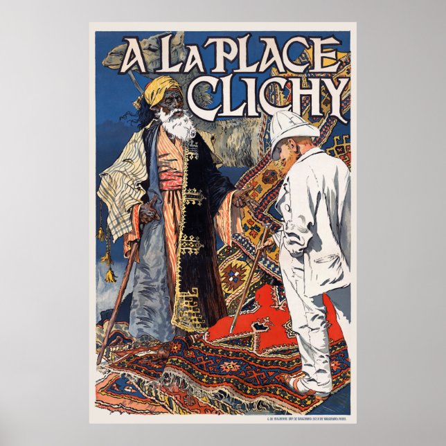 Póster Afiche de la época de Clichy France 1891 (Frente)
