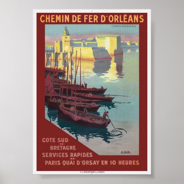 Póster Afiche de la época de Concarneau France 1919 (Frente)