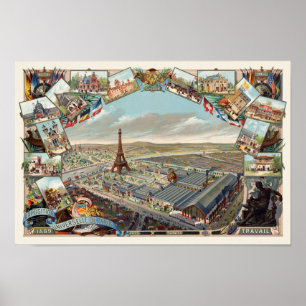 Póster Afiche de la época de exposición universal Parí