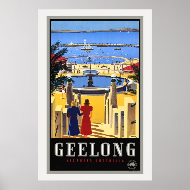 Póster Afiche de la época de Geelong Australia 1930 (Frente)