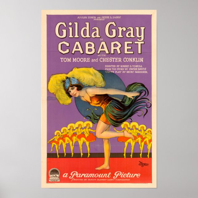 Póster Afiche de la época de Gilda Gray Cabaret (Frente)