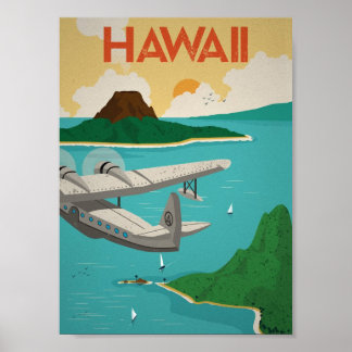 Póster Afiche de la época de Hawaii