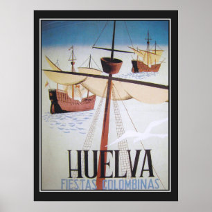 Póster Afiche de la época de Huelva Fiestas Colombinas
