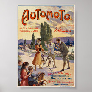 Póster Afiche de la época de la automoto de St. Etienne 1