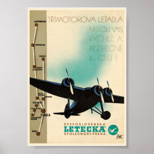 Póster Afiche de la época de la Checoslovaquia en 1932