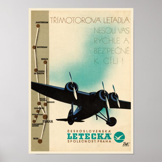 Póster Afiche de la época de la Checoslovaquia en 1932 (Frente)