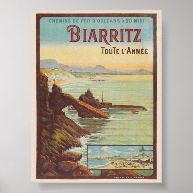 Póster Afiche de la época de la cosecha de 1914 de Biarri (Frente)