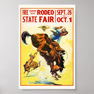 Póster Afiche de la época de la Feria de Rodeo de Estados