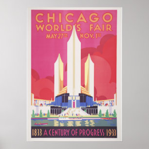 Póster Afiche de la época de la Feria Mundial de Chicago 