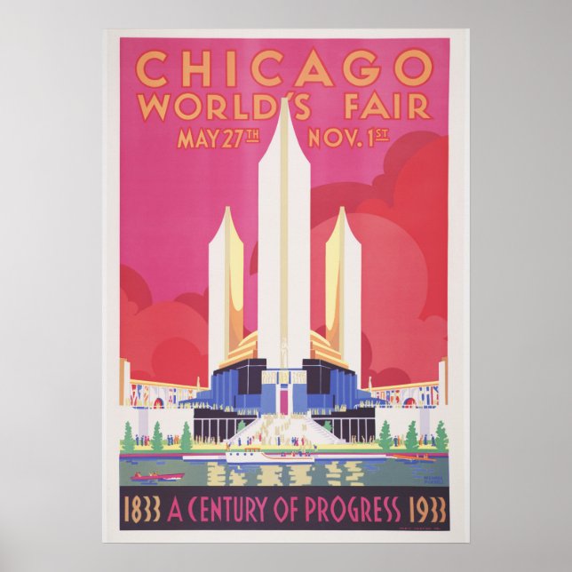 Póster Afiche de la época de la Feria Mundial de Chicago  (Frente)