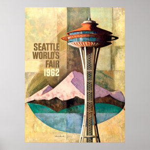 Póster Afiche de la época de la Feria Mundial de Seattle 