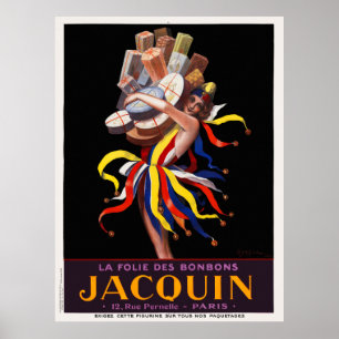 Póster Afiche de la época de la Folie des Bonbons Jacquin