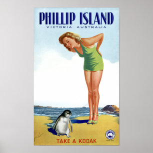 Póster Afiche de la época de la isla Phillip Victoria Aus