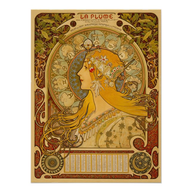 Póster Afiche de la época de La Plume (Anverso)