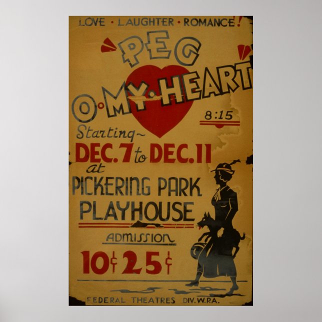 Póster Afiche de la época de la WPA de Peg Omy Heart Dram (Frente)