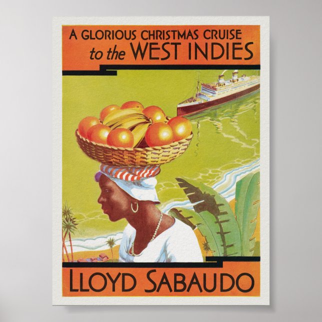 Póster Afiche de la época de las Antillas Lloyd Sabaudo 1 (Frente)