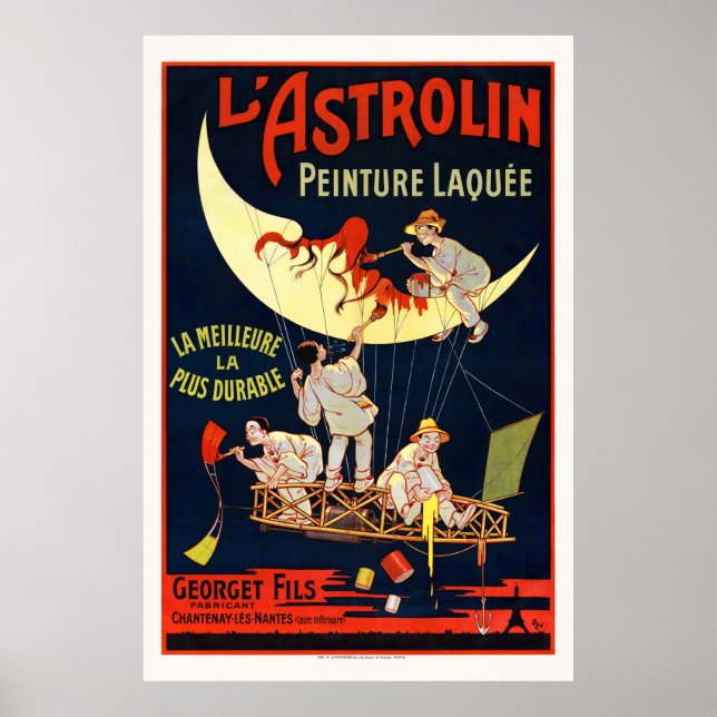Póster Afiche de la época de L'Astrolin France 1900 (Frente)