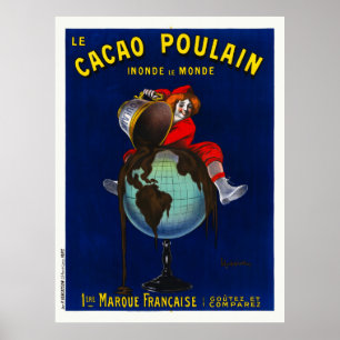 Póster Afiche de la época de Le Cacao Poulain France 1911