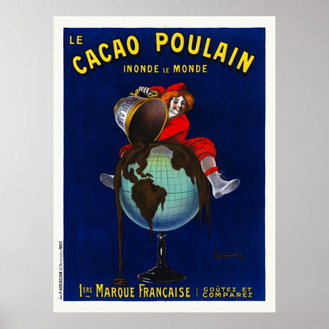 Póster Afiche de la época de Le Cacao Poulain France 1911 (Frente)