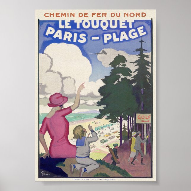 Póster Afiche de la época de Le Touquet-Paris-Plage de lo (Frente)