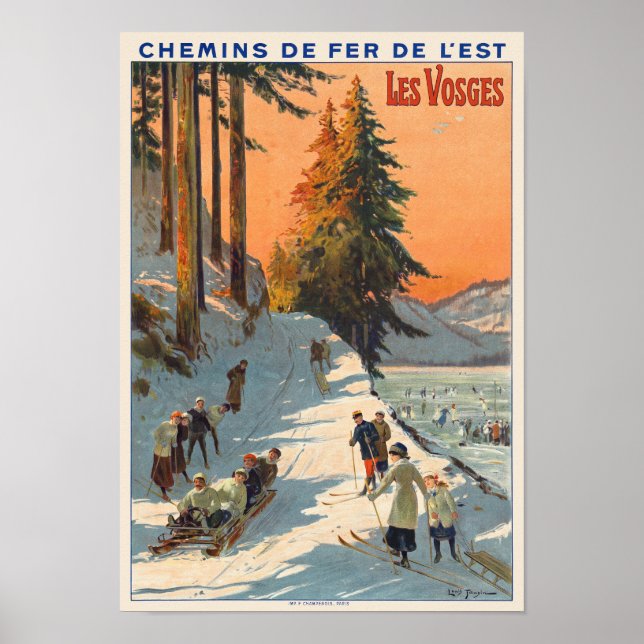 Póster Afiche de la época de Les Vosges France de 1912 (Frente)
