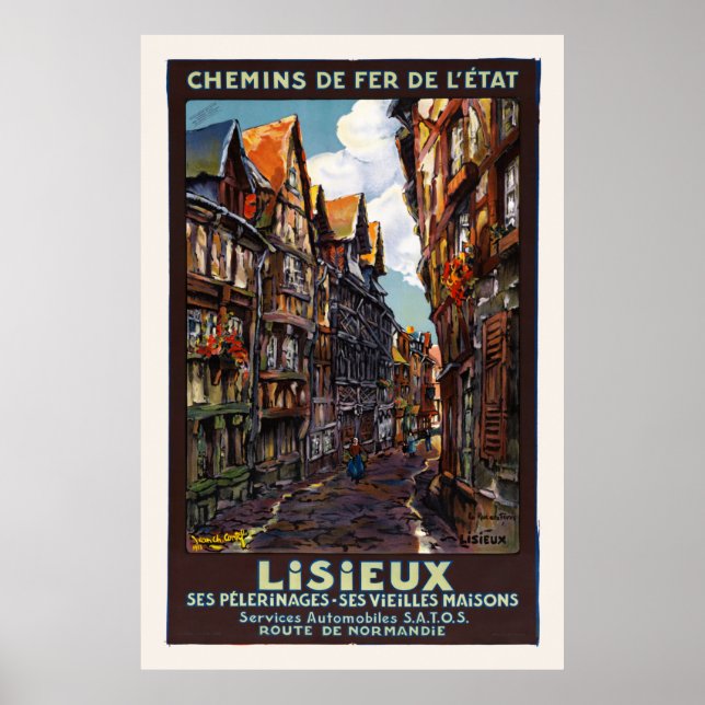 Póster Afiche de la época de Lisieux France 1930 (Frente)