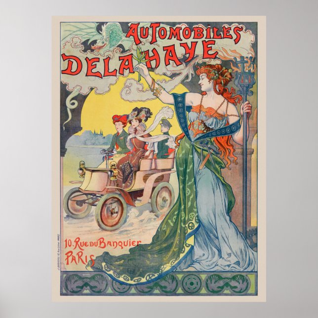 Póster Afiche de la época de los automóviles Delahaye Fra (Frente)