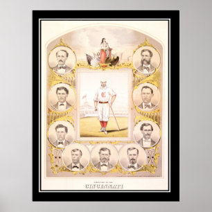 Póster Afiche de la época de los Socks rojos de Cincinnat
