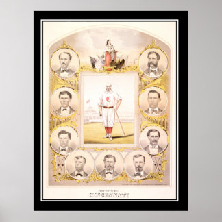 Póster Afiche de la época de los Socks rojos de Cincinnat