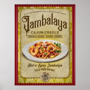 Póster Afiche de la época de Louisiana Jambalaya New Orle