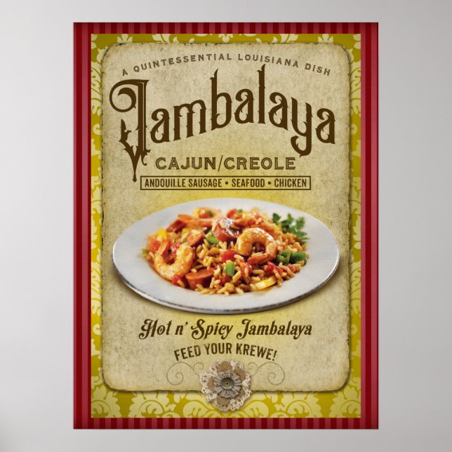 Póster Afiche de la época de Louisiana Jambalaya New Orle (Frente)