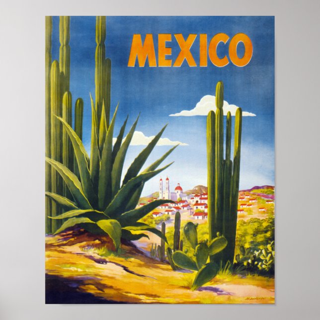 Póster Afiche de la época de México restaurado (Frente)