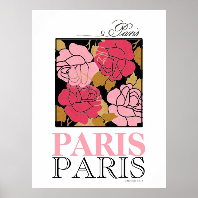 Póster Afiche de la época de París Rosa Rosa (Frente)