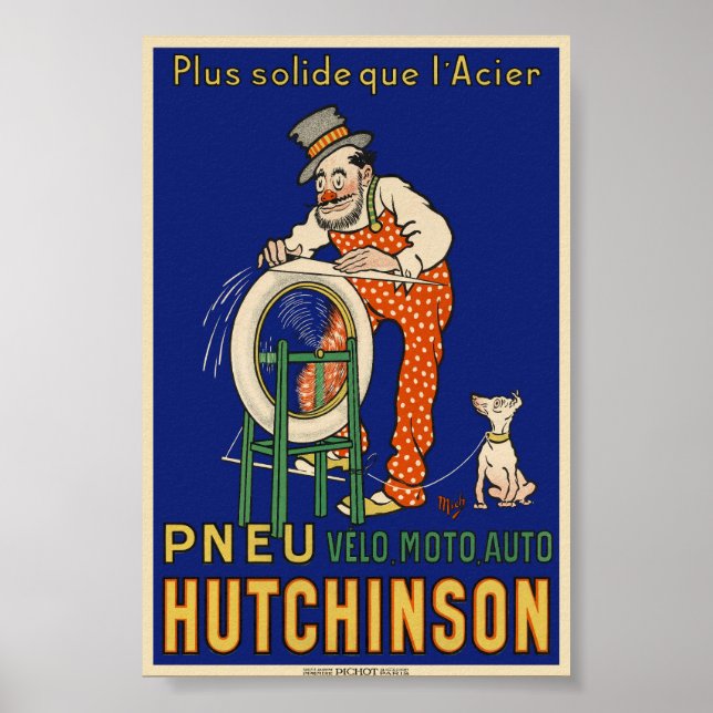 Póster Afiche de la época de Pneu Hutchinson en los años  (Frente)