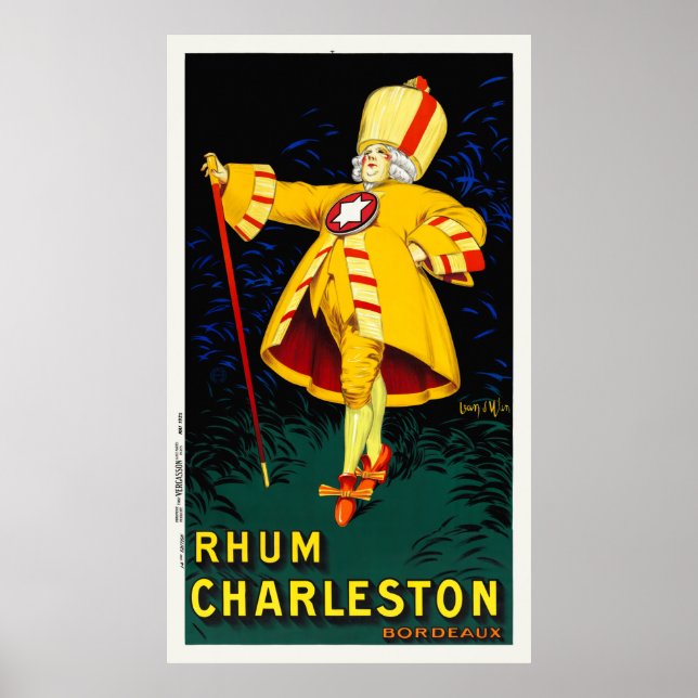 Póster Afiche de la época de Rhum Charleston Bordeaux 192 (Frente)