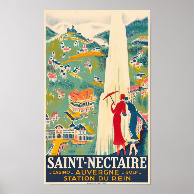 Póster Afiche de la época de Saint-Nectaire France (Frente)