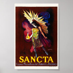 Póster Afiche de la época de Sancta Liqueur France 1925