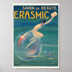 Póster Afiche de la época de Savon De Beauté Erasmic Fran