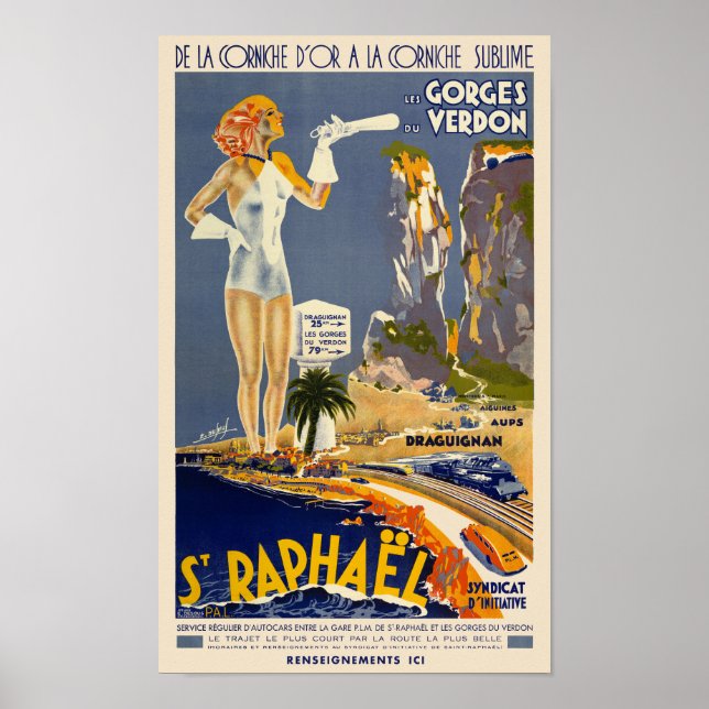 Póster Afiche de la época de St Raphaël France de 1930 (Frente)
