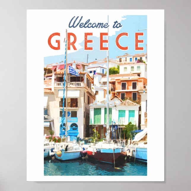 Póster Afiche de la época de viajes de Grecia (Frente)