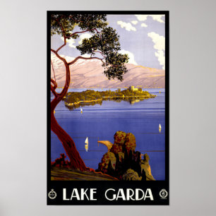 Póster Afiche de la época del lago Garda restaurado