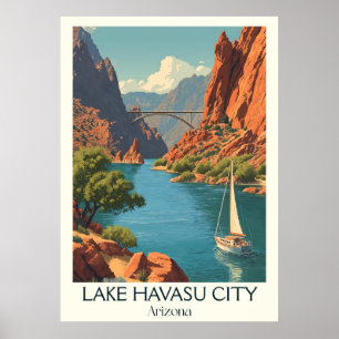 Póster Afiche de la época del lago Havasu City Arizona   