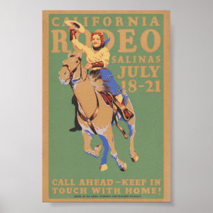 Póster Afiche de la época del Rodeo de los Estados Unidos